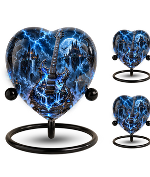 Fantasy Guitar Cremation Urn for Ashes, Musician Memorial Urn, Personalized Guitar Urn,