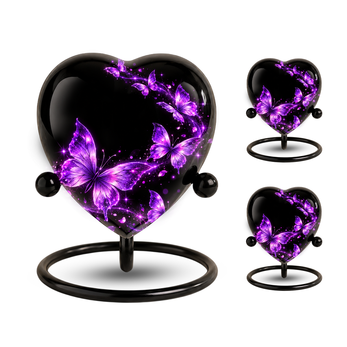 Purple Butterfly Adult Cremation Urn for Ashes, Personalized Butterfly Memorial Urn, Purple Heart Urn, Butterfly Cremation Urn, Adult Urn