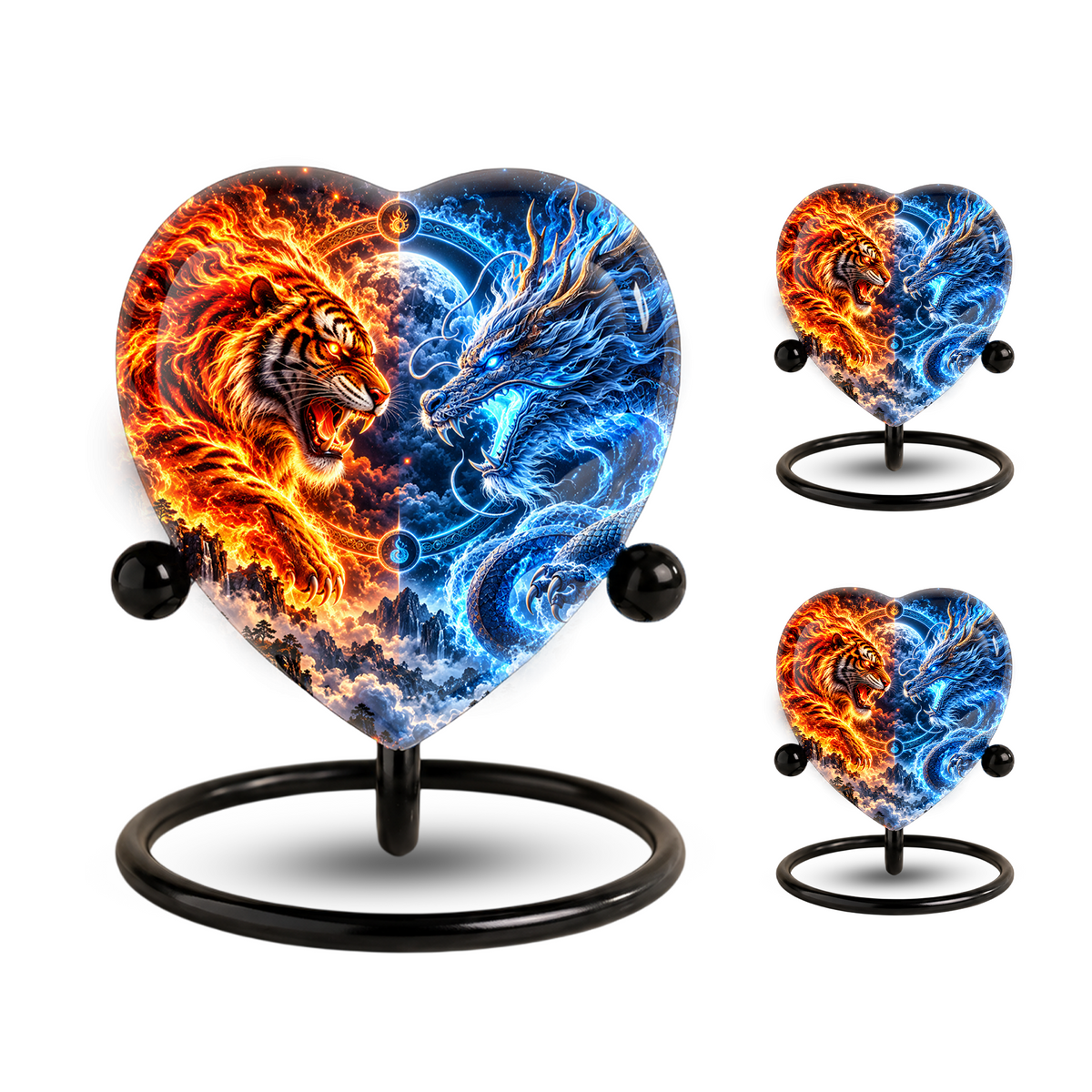 Tiger and Dragon Adult Urn for Ashes, Fire and Ice Memorial Urn, Personalized Adult Cremation Urn