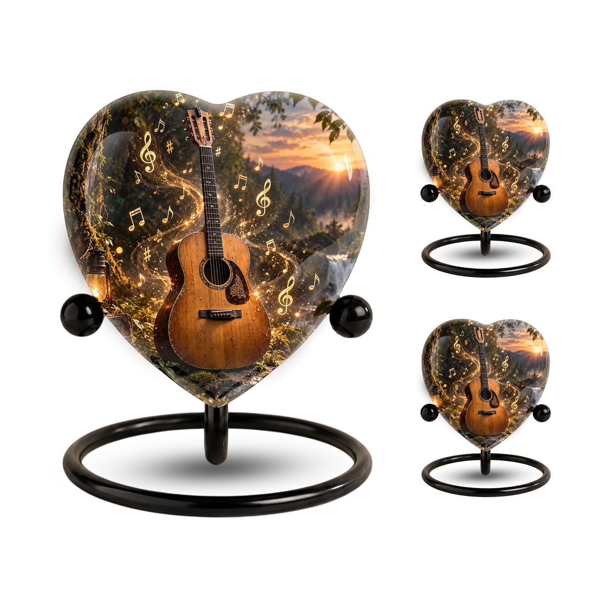 Guitar Cremation Urn for Ashes, Musician Memorial Urn, Heart Shaped Memorial Urn