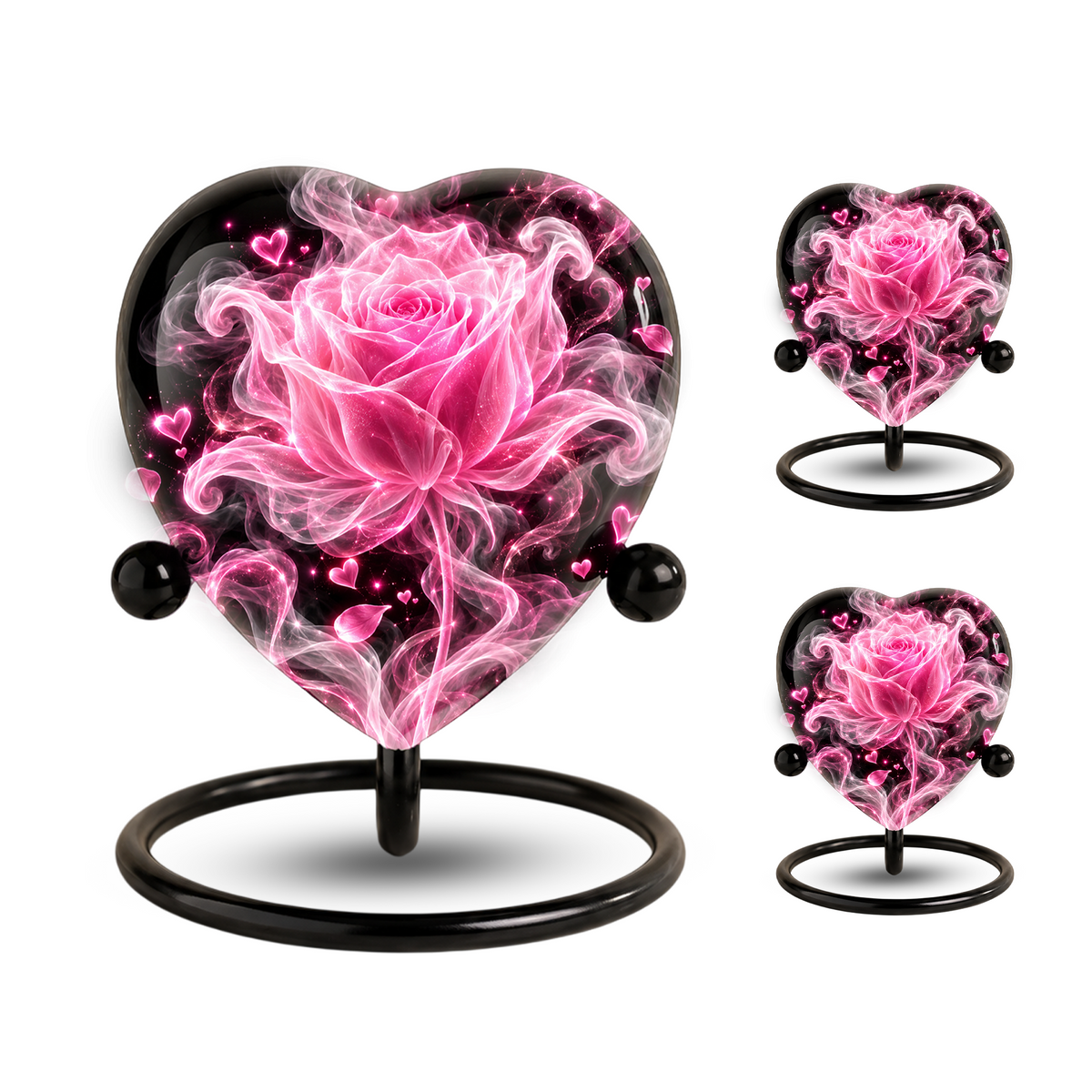 Pink Rose Adult Cremation Urn for Ashes, Personalized Rose Memorial Urn, Heart Shaped Adult Urn, Pink Flower Cremation Urn, Love Urn