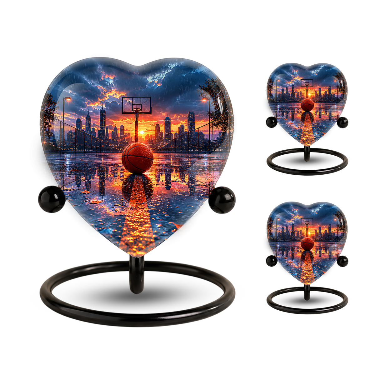 Basketball Sunset Adult Urn – Sports-Themed Adult Cremation Urn for Ashes
