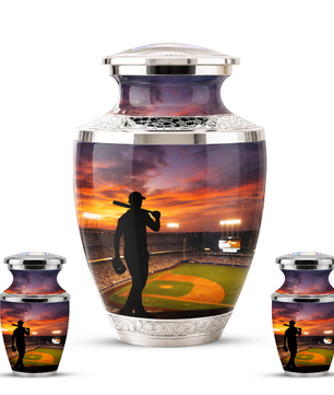 Baseball Player Cremation Urn for Dad, Personalized Baseball Memorial Urn for Son