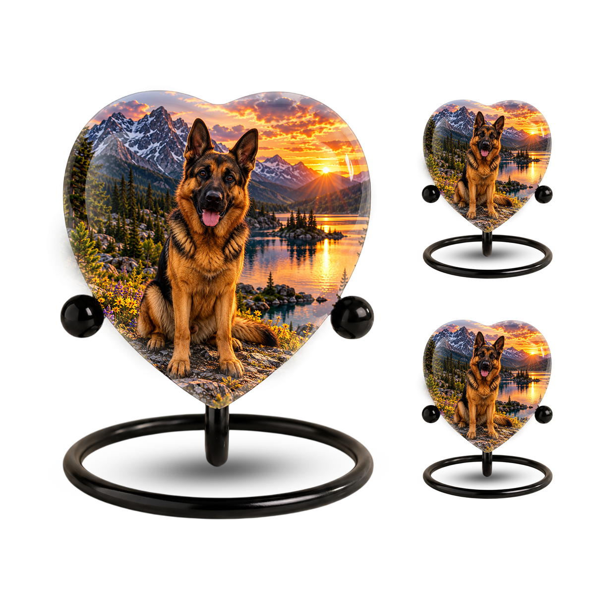 German Shepherd Heart Cremation Urn for Ashes, Personalized Adult Memorial Urn Heart Shaped Pet Memorial