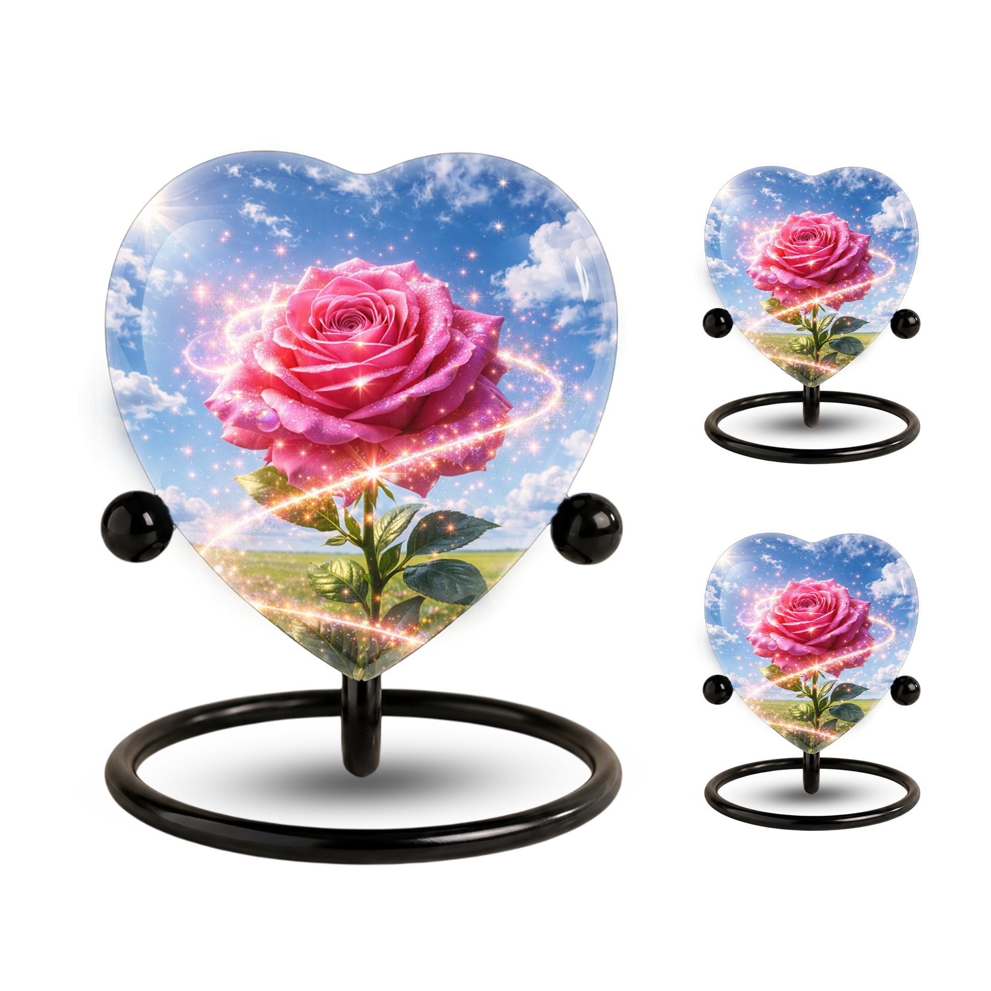 Pink Rose Heart Urn for Mom – Personalized Keepsake Urn for Mom, Beautiful Cremation Urn for Women