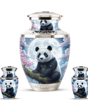 Panda Cremation Urn for Mom, Personalized Moon Memorial Urn for Baby Ashes