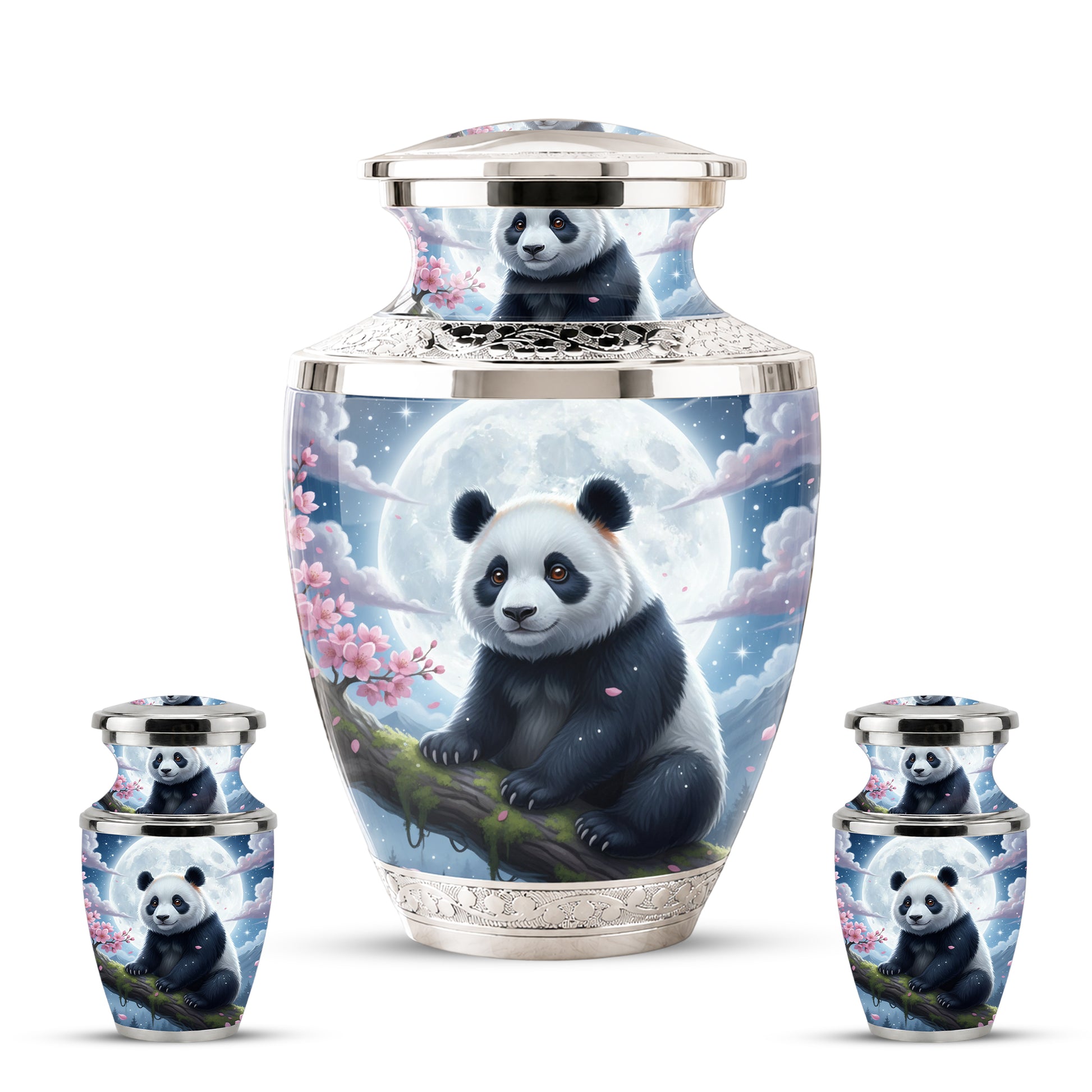 Panda Cremation Urn for Mom, Personalized Moon Memorial Urn for Baby Ashes