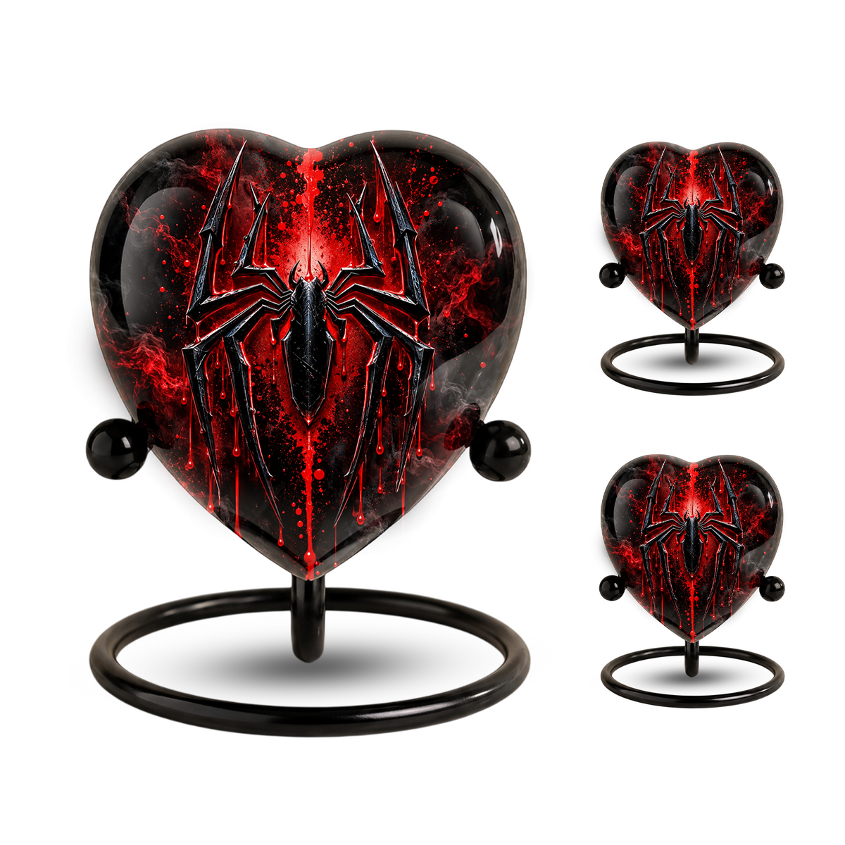 Spider Cremation Urn for Ashes, Gothic Spider Urn, Black Spider Memorial Urn, Red Spider Web Urn, Dark Fantasy Adult Urn, Personalized Heart Urn
