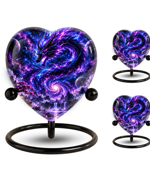 Dragon Adult Cremation Urn for Ashes, Fantasy Dragon Memorial Urn, Personalized Heart Shaped Adult Urn, Dragon Cremation Urn
