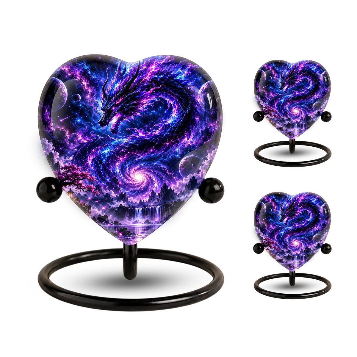Dragon Adult Cremation Urn for Ashes, Fantasy Dragon Memorial Urn, Personalized Heart Shaped Adult Urn, Dragon Cremation Urn