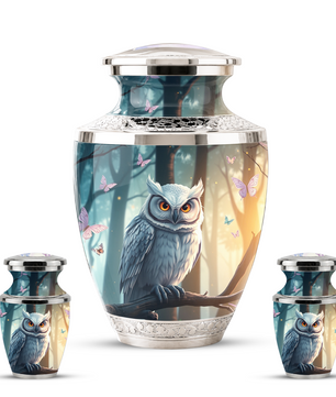Owl Cremation Urn for Men & Women - Personalized Ashes Container for Adults