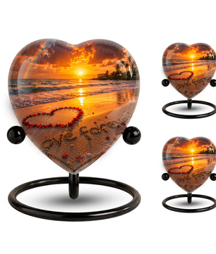 Beach Urn for Human Ashes – Ocean Sunset Cremation Urn, Beach Keepsake Urn & Beautiful Memorial Urn