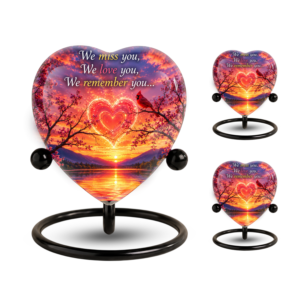 Sunset Heart Memorial Urn – Adult Urn for Ashes, Sunset Cremation Urn, Heart-Shaped Adult Cremation Urn