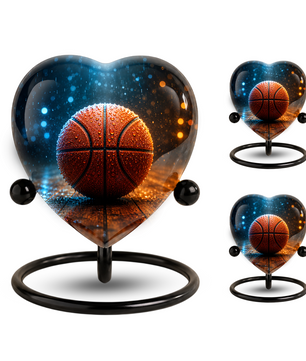 Basketball Heart-Shaped Adult Cremation Urn – Basketball Adult Urn for Human Ashes