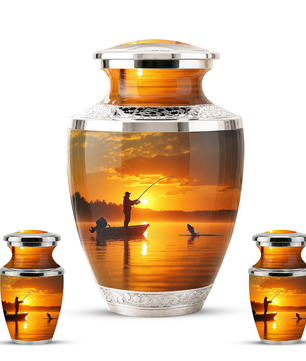 Gone Fishing Memorial Urn for Dad, Personalized Hunting Themed Urn for Human Ashes
