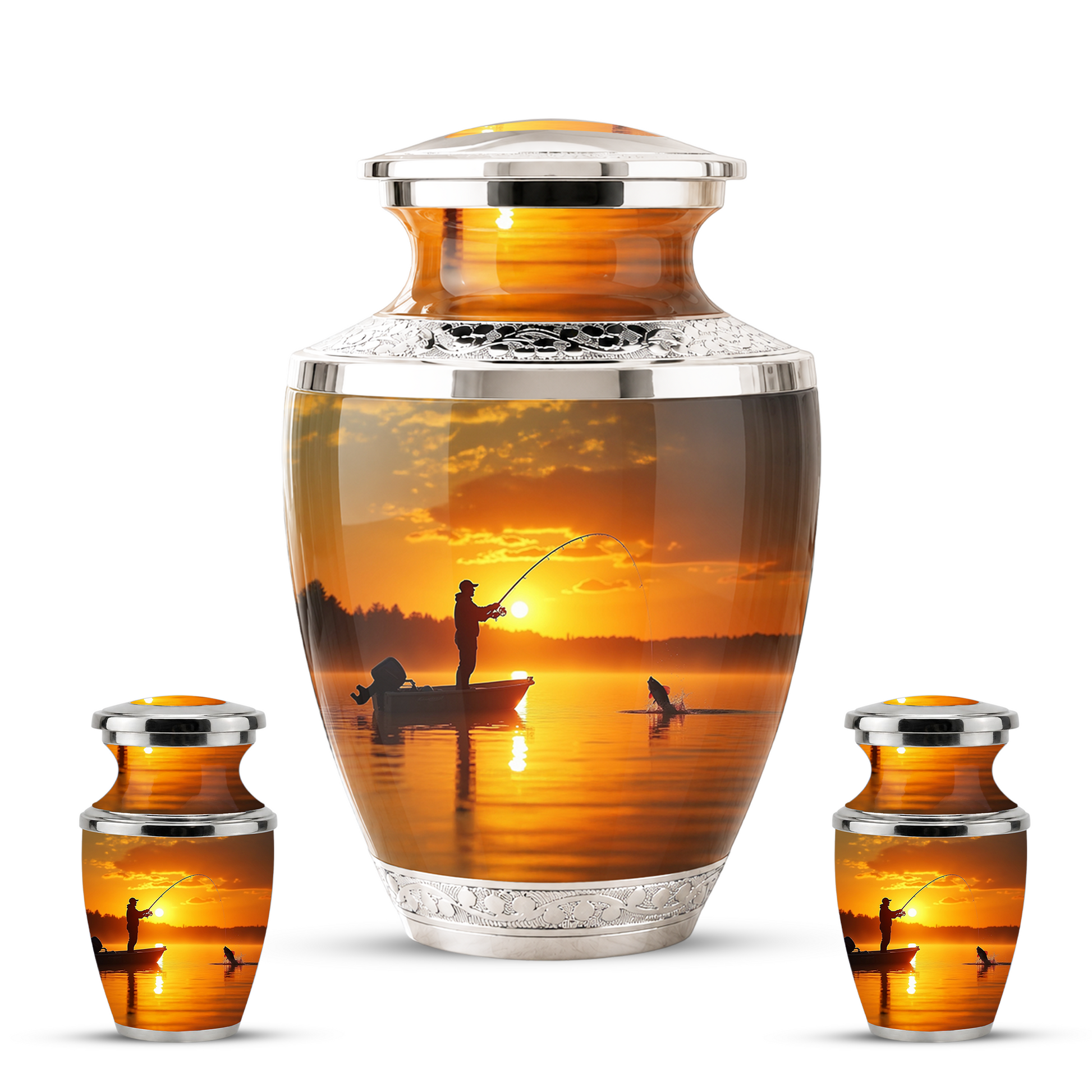 Gone Fishing Memorial Urn for Dad, Personalized Hunting Themed Urn for Human Ashes