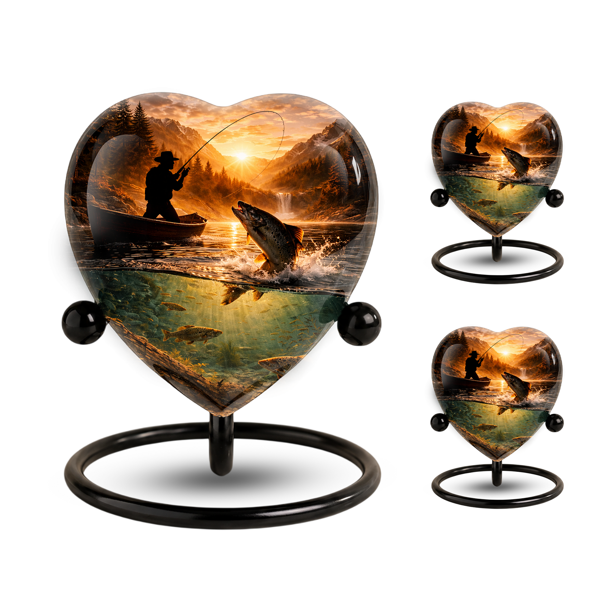 Fishing Urn for Dad – Gone Fishing Cremation Urn for Human Ashes, Personalized Adult Male Keepsake Urn