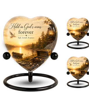 Fishing Adult Urn – Adult Urn for Ashes, Fishing Cremation Urn, Lake Sunset Urn for Adult Ashes
