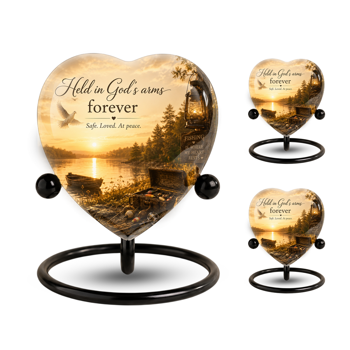 Fishing Adult Urn – Adult Urn for Ashes, Fishing Cremation Urn, Lake Sunset Urn for Adult Ashes