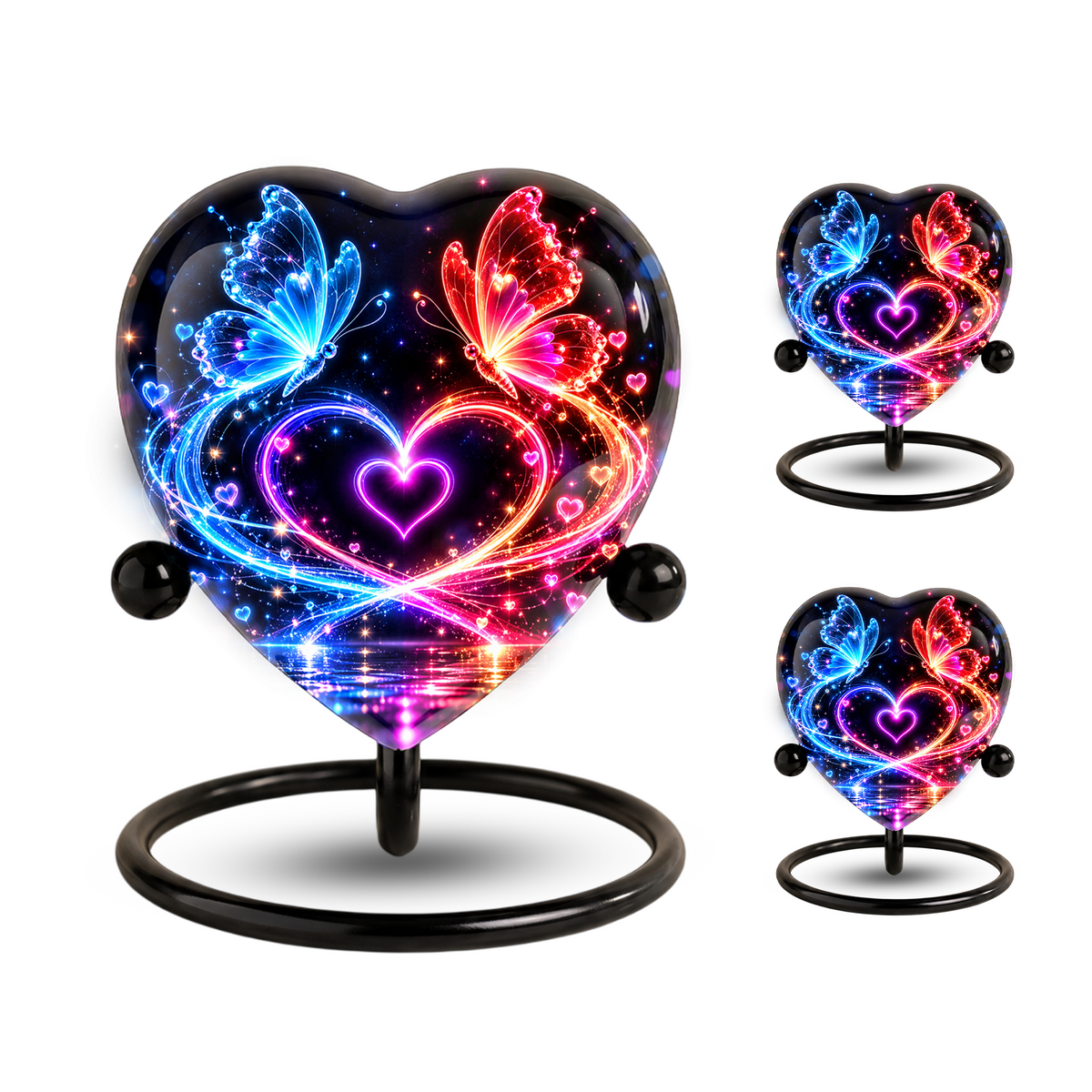 Butterfly Adult Urn for Ashes, Blue and Red Butterfly Heart Memorial Urn, Colorful Love and Light Cremation Urn