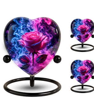 Pink Rose Adult Urn – Adult Urn for Ashes, Rose Cremation Urn, Heart-Shaped Adult Cremation Urn