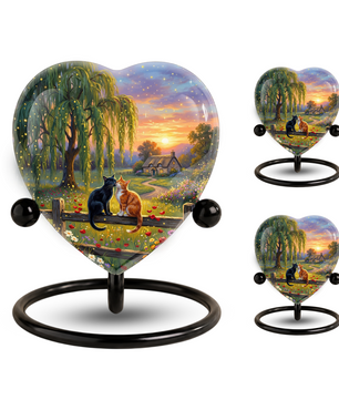 Personalized Cat Urn for Ashes – Heart-Shaped Pet Memorial Urn, Custom Cat Urn for Cats, Unique Keepsake Cremation Urn