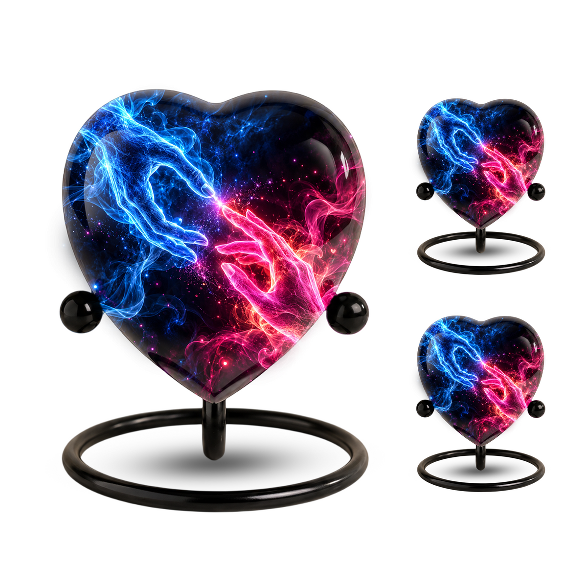 Blue and Pink Hands Memorial Urn for Ashes, Celestial Touch of Heaven Cremation Urn