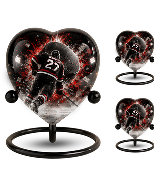 Personalized Hockey Cremation Urn for Dad | Adult Ice Hockey Urn for Ashes & Men