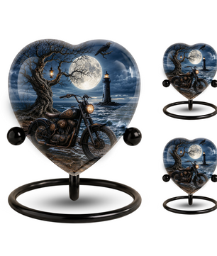 Bike and Lighthouse Cremation Urn for Dad – Personalized Adult Male Urn for Ashes