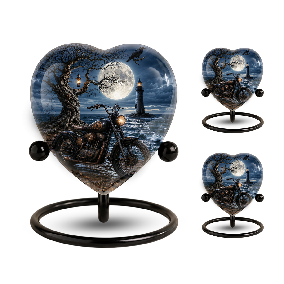 Bike and Lighthouse Cremation Urn for Dad – Personalized Adult Male Urn for Ashes