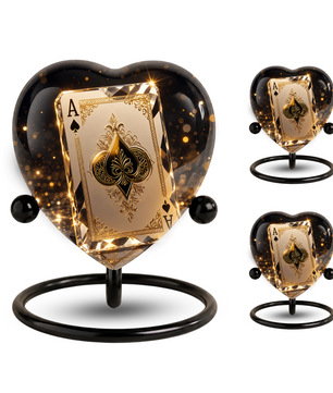 Ace of Spades Adult Urn – Luxury Playing Card Heart Design Adult Cremation Urn for Ashes