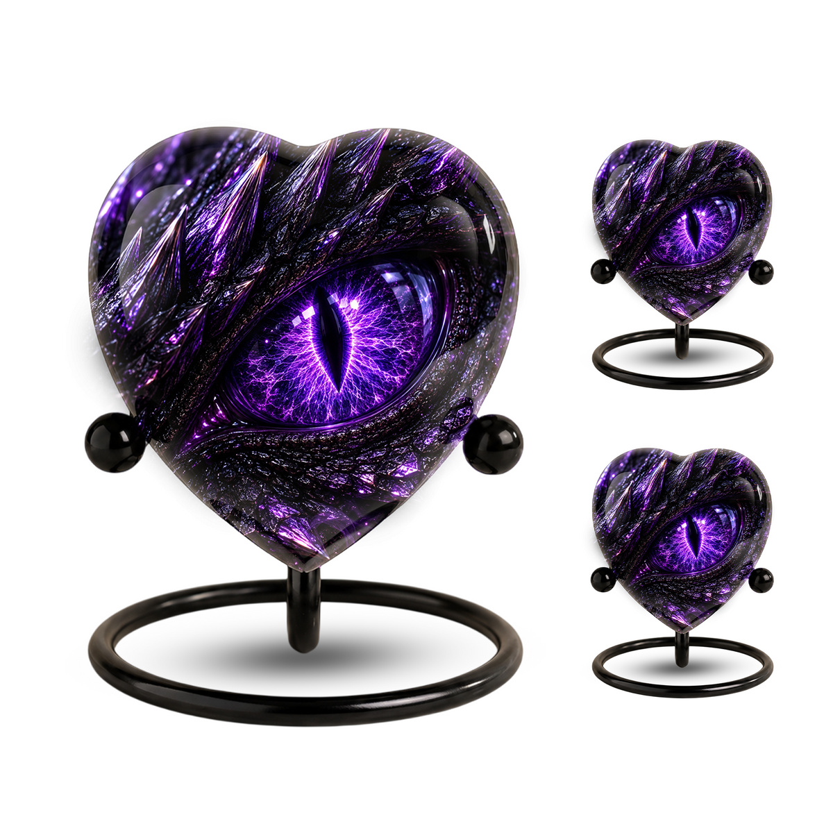 Purple Dragon Eye Adult Cremation Urn for Ashes, Fantasy Dragon Memorial Urn, Personalized Heart Shaped Adult Urn, Dragon Eye Urn
