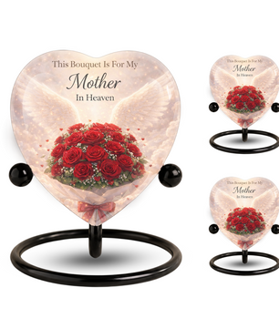 Rose Urn for Mom – Heart-Shaped Mother in Heaven Cremation Memorial Urn