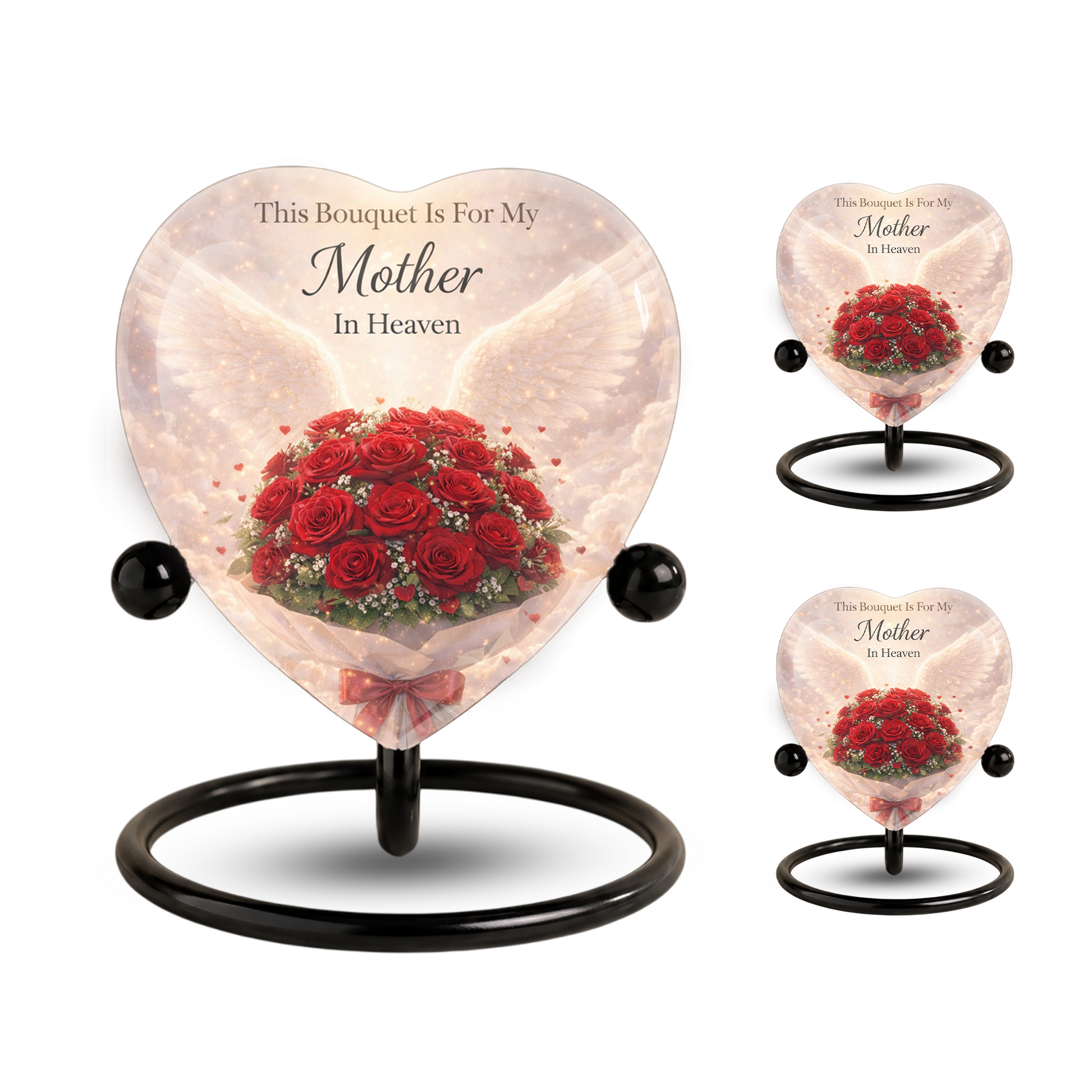 Rose Urn for Mom – Heart-Shaped Mother in Heaven Cremation Memorial Urn