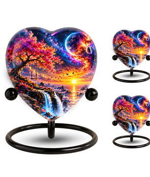 Fantasy Tree Heart Cremation Urn for Ashes, Personalized Adult Memorial Urn, Heart Shaped Cremation Urn