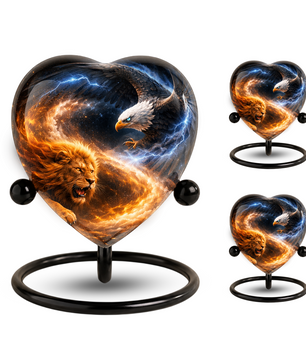 Lion and Eagle Urn, Adult Urn, Urns for Adult Ashes, Adult Urns for Ashes, Adult Cremation Urn