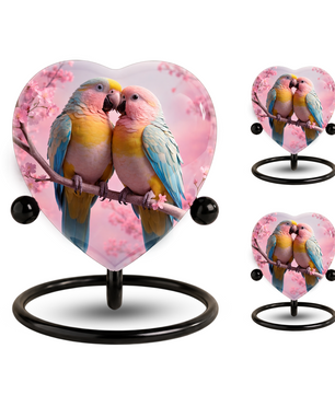 Beautiful Urn for Mother’s Ashes – Heart-Shaped Parrot Cremation Memorial Keepsake for Mom and Loved Ones