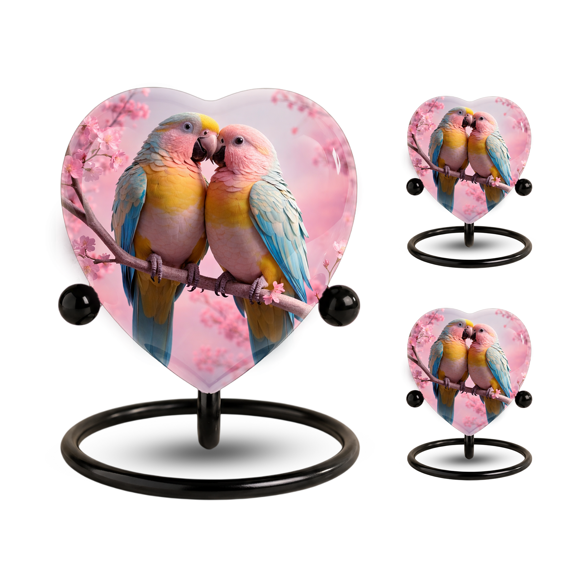 Beautiful Urn for Mother’s Ashes – Heart-Shaped Parrot Cremation Memorial Keepsake for Mom and Loved Ones