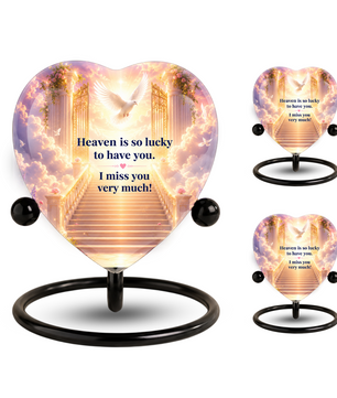 Heavenly Angel Wing Urn – Adult Urn for Ashes, Angel Wings Cremation Urn, Heart-Shaped Heaven Memorial Urn