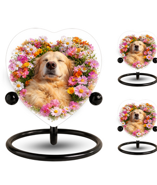 Golden Retriever Flower Heart Adult Urn for Ashes – Peaceful Floral Memorial Cremation Urn