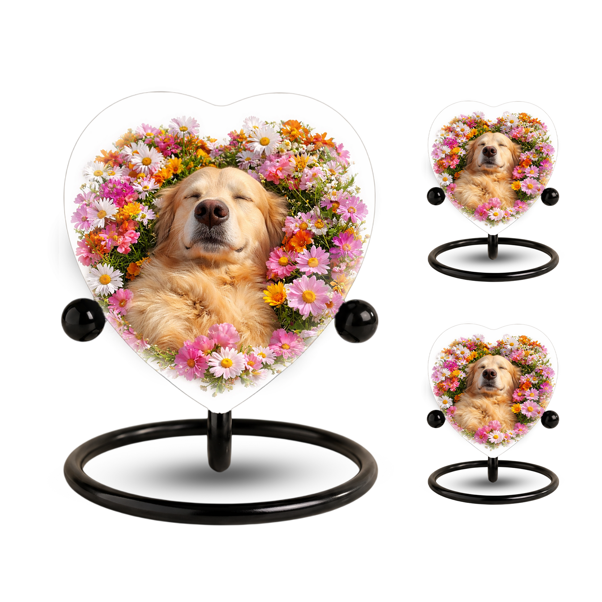 Golden Retriever Flower Heart Adult Urn for Ashes – Peaceful Floral Memorial Cremation Urn