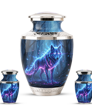Wolf Cremation Urn for Human Ashes, Personalized Memorial Urn for Men