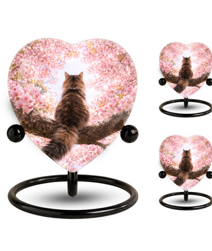 Heart Shaped Cat Urn for Ashes | Beautiful Personalized Cat Memorial Urn