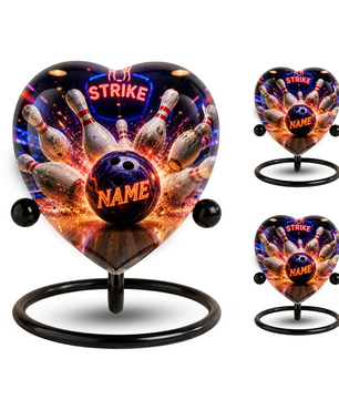 Bowling Urn – Personalized Bowling Cremation Urn for Ashes Heart-Shaped Adult Cremation Urn for Bowlers