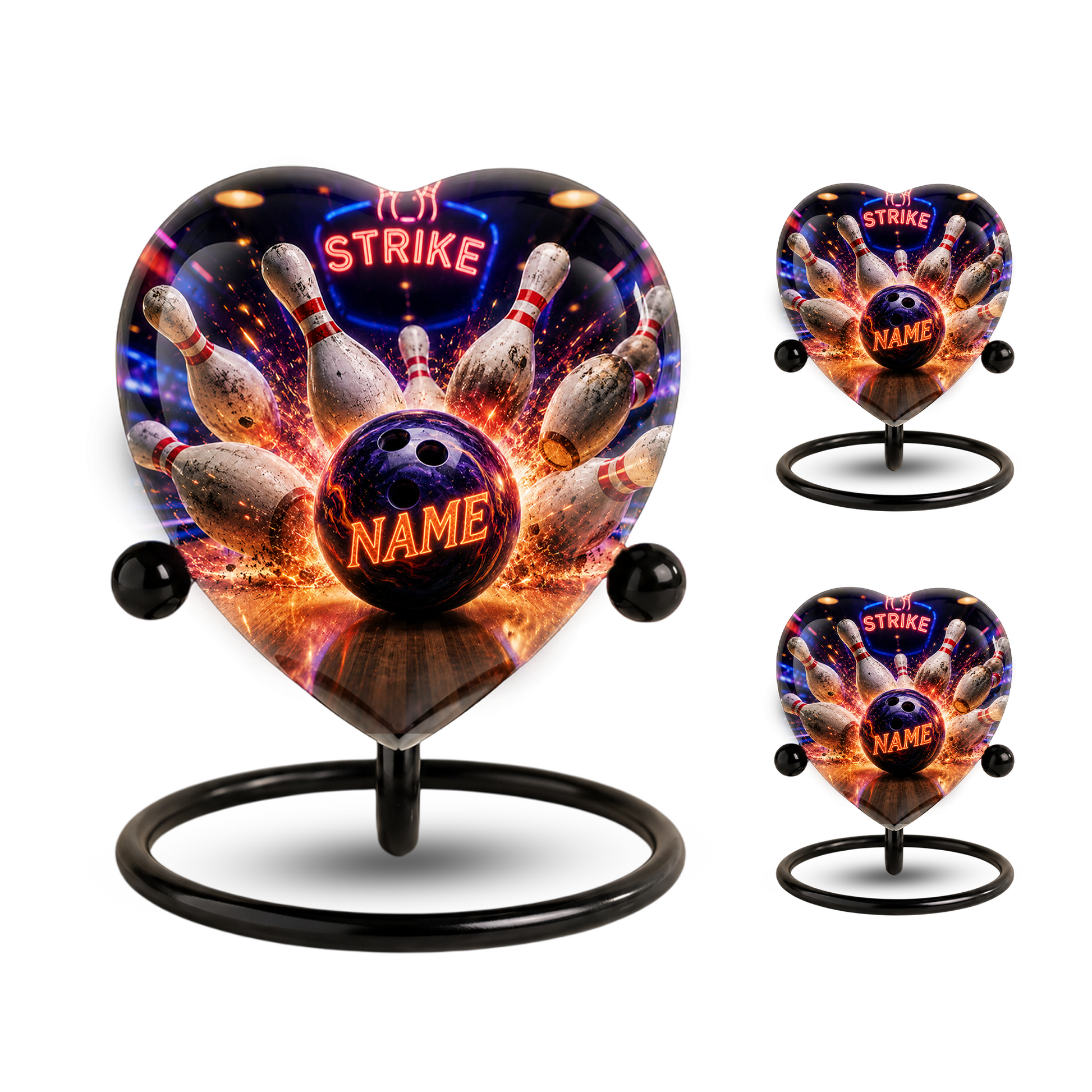 Bowling Urn – Personalized Bowling Cremation Urn for Ashes Heart-Shaped Adult Cremation Urn for Bowlers