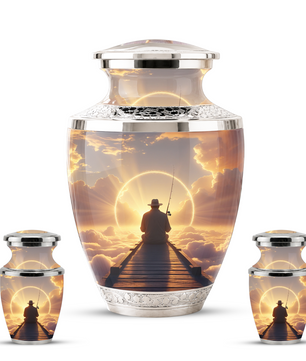 Fishing in Heaven Funeral Urn for Dad - Custom Keepsake Memorial Urns for Male Ashes