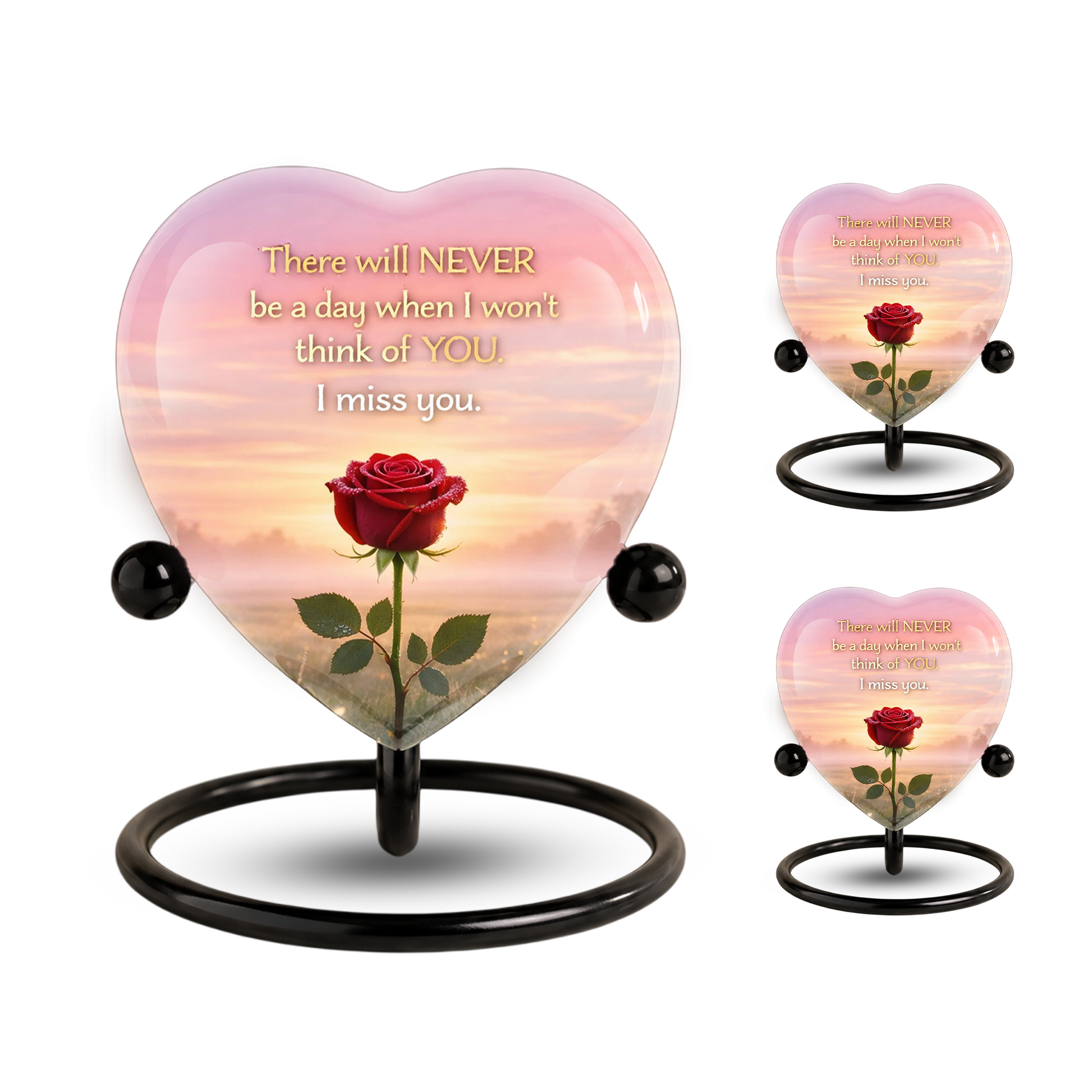 Rose Flower Heart Cremation Urn for Human Ashes – Memorial Keepsake Urn