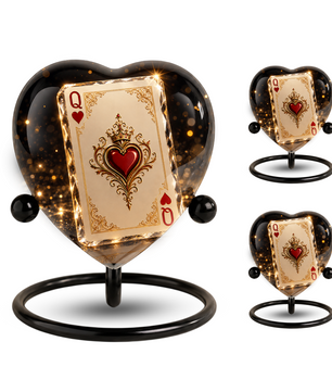 Queen of Hearts Adult Urn – Elegant Adult Cremation Urn for Ashes, Heart Memorial Urn
