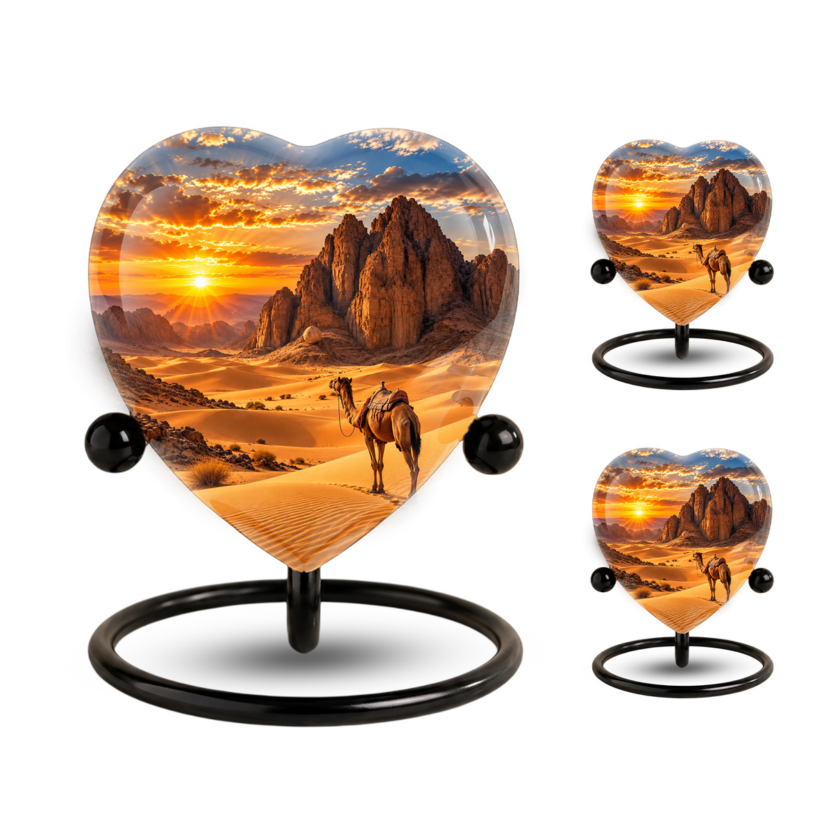 Desert Camel Cremation Urn for Ashes, Desert Memorial Urn, Camel Sunset Urn, Heart Shaped Cremation Urn