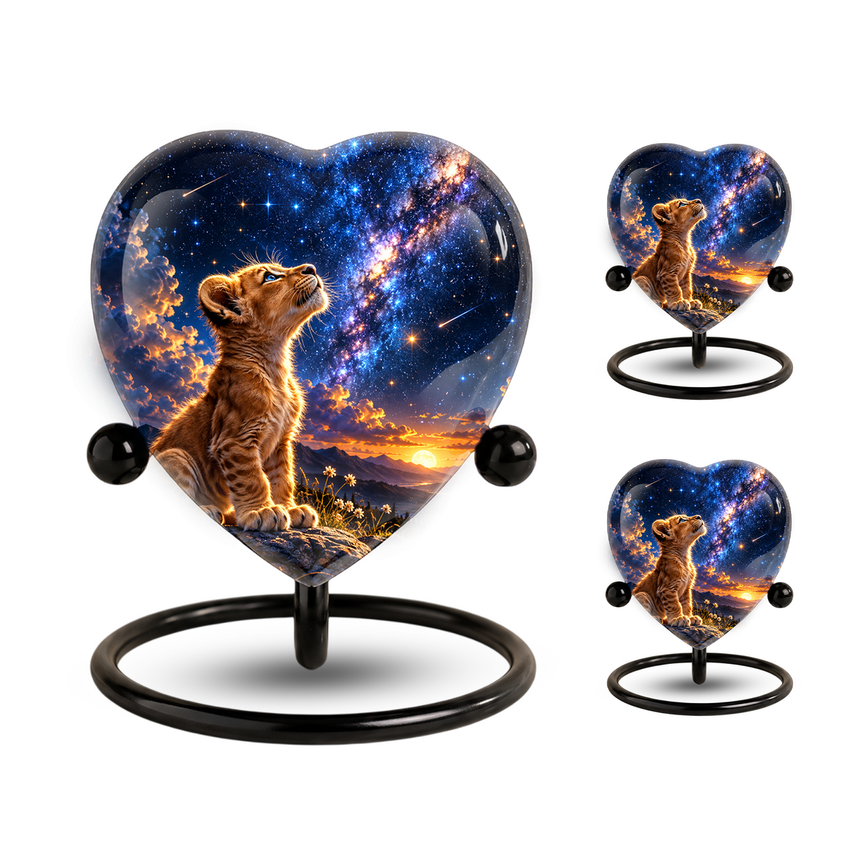 Lion Cub Heart Cremation Urn for Ashes, Personalized Adult Memorial Urn, Lion Urn for Loved One